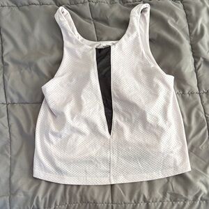 Women's White and Grey sports bra insert tank Top